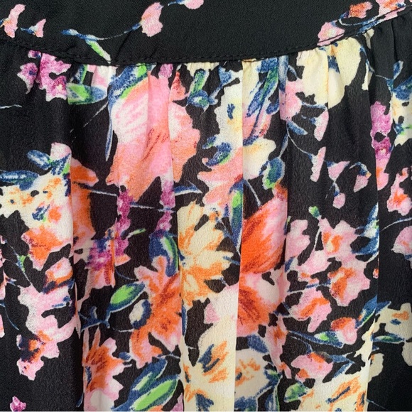 Umgee Kimono Oversize S/M Black Floral Multicolor Lace Trim Relaxed Open Front - Picture 7 of 9